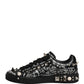 Dolce & Gabbana Black Portofino Graffiti Stud Sneakers Shoes