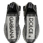 Dolce & Gabbana Silver Crystal Logo Slip On Sorrento Sneakers Shoes