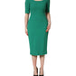 Dolce & Gabbana Green Short Sleeve Pencil Sheath Midi Dress
