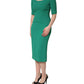 Dolce & Gabbana Green Short Sleeve Pencil Sheath Midi Dress