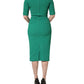 Dolce & Gabbana Green Short Sleeve Pencil Sheath Midi Dress