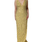 Dolce & Gabbana Gold V-neckline Mermaid Sequinned Gown Dress