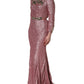 Dolce & Gabbana Pink Embellished Sequined Evening Gown Dress