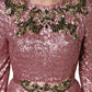 Dolce & Gabbana Pink Embellished Sequined Evening Gown Dress