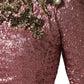 Dolce & Gabbana Pink Embellished Sequined Evening Gown Dress