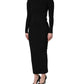 Dolce & Gabbana Black Long Sleeves Viscose Sheath Maxi Dress