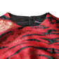 Dolce & Gabbana Red Black Tiger Print Jacquard Flared Dress