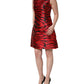 Dolce & Gabbana Red Black Tiger Print Jacquard Flared Dress