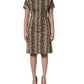 Dolce & Gabbana Brown DG Logo Chain Short-Sleeve Sheath Dress