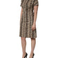 Dolce & Gabbana Brown DG Logo Chain Short-Sleeve Sheath Dress