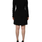 Roberto Cavalli Black Long Sleeves Scoop Neck Mini Dress