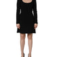 Roberto Cavalli Black Long Sleeves Scoop Neck Mini Dress