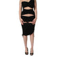 Dolce & Gabbana Black Jersey Calf Length Cut-Out Ruched Dress