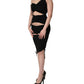 Dolce & Gabbana Black Jersey Calf Length Cut-Out Ruched Dress