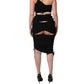 Dolce & Gabbana Black Jersey Calf Length Cut-Out Ruched Dress