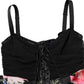 Dolce & Gabbana Black Sleeveless Bustier Floral Print Tiered Dress