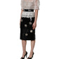 Dolce & Gabbana White Lace Top Embellished Black Skirt Dress