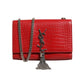 Saint Laurent Kate Tassel Chain Bag in Red Crocodile Embossed Leather