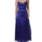 Dolce & Gabbana Blue Sleeveless Lace Trim A-line Gown Dress