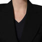 Dolce & Gabbana Black Wool DoubleBreasted Lace Sleeve Jacket