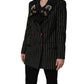 Dolce & Gabbana Black Stripe Double-Breasted Blazer Jacket