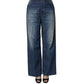 PINKO Blue Washed High Waist Wide Leg Denim Cotton Stretch Jeans