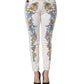 Versace Jeans Couture White Floral Print Skinny Denim Jeans
