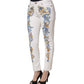 Versace Jeans Couture White Floral Print Skinny Denim Jeans