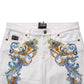 Versace Jeans Couture White Floral Print Skinny Denim Jeans