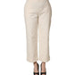 Alpha Studio Beige High Waist Straight Capri Cropped Trouser Pants