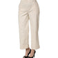 Alpha Studio Beige High Waist Straight Capri Cropped Trouser Pants