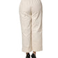 Alpha Studio Beige High Waist Straight Capri Cropped Trouser Pants