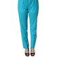 MSGM Blue Wool Mid Waist Tapered Women Trouser Pants