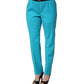 MSGM Blue Wool Mid Waist Tapered Women Trouser Pants