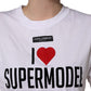 Dolce & Gabbana White I Love Supermodel Cotton Crew Neck T-shirt