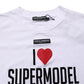 Dolce & Gabbana White I Love Supermodel Cotton Crew Neck T-shirt