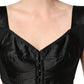 Dolce & Gabbana Black Satin Nylon Corset Sleeveless Cropped Top