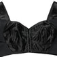 Dolce & Gabbana Black Satin Nylon Corset Sleeveless Cropped Top