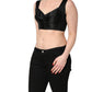 Dolce & Gabbana Black Satin Nylon Corset Sleeveless Cropped Top