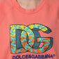 Dolce & Gabbana Pink Graphic Crew Neck Cropped Sweatshirt Sweater
