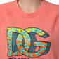 Dolce & Gabbana Pink Graphic Crew Neck Cropped Sweatshirt Sweater