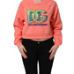 Dolce & Gabbana Pink Graphic Crew Neck Cropped Sweatshirt Sweater