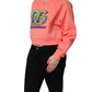 Dolce & Gabbana Pink Graphic Crew Neck Cropped Sweatshirt Sweater