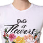 Dolce & Gabbana White Floral Graphic Short Sleeve Crew Neck T-shirt