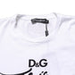 Dolce & Gabbana White Floral Graphic Short Sleeve Crew Neck T-shirt