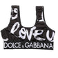 Dolce & Gabbana Black DG Love Yourself Sports Bra Cropped Top