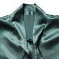 Dolce & Gabbana Dark Green Silk Satin Blouse Neck Tie Top