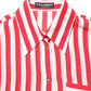 Dolce & Gabbana Red White Striped Long Sleeve Silk Blouse Top