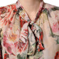Dolce & Gabbana Multicolor Floral Tie-Neck Silk Chiffon Blouse Top
