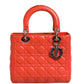 Christian Dior Orange Cannage Lambskin Leather Lady Dior Bag